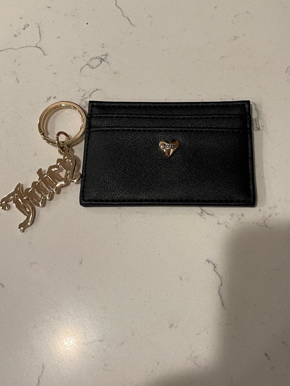 Juicy couture black card holder key chain wallet rn# 108833 like new